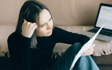 A woman learning more about her credit.